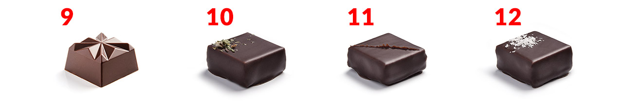 Le coffret Gastronome de Sigoji est composé de 68 chocolats et ganaches de 18 saveurs différentes